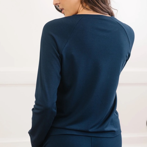 Cozy Earth Women's Brushed Bamboo Jogger Set, Navy, Small - Picture 4 of 15